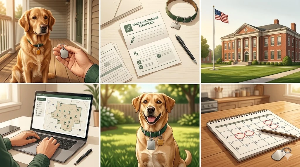 Dog license guide: collar tag, vaccination certificate, county office, online application, licensed dog, and deadline calendar
